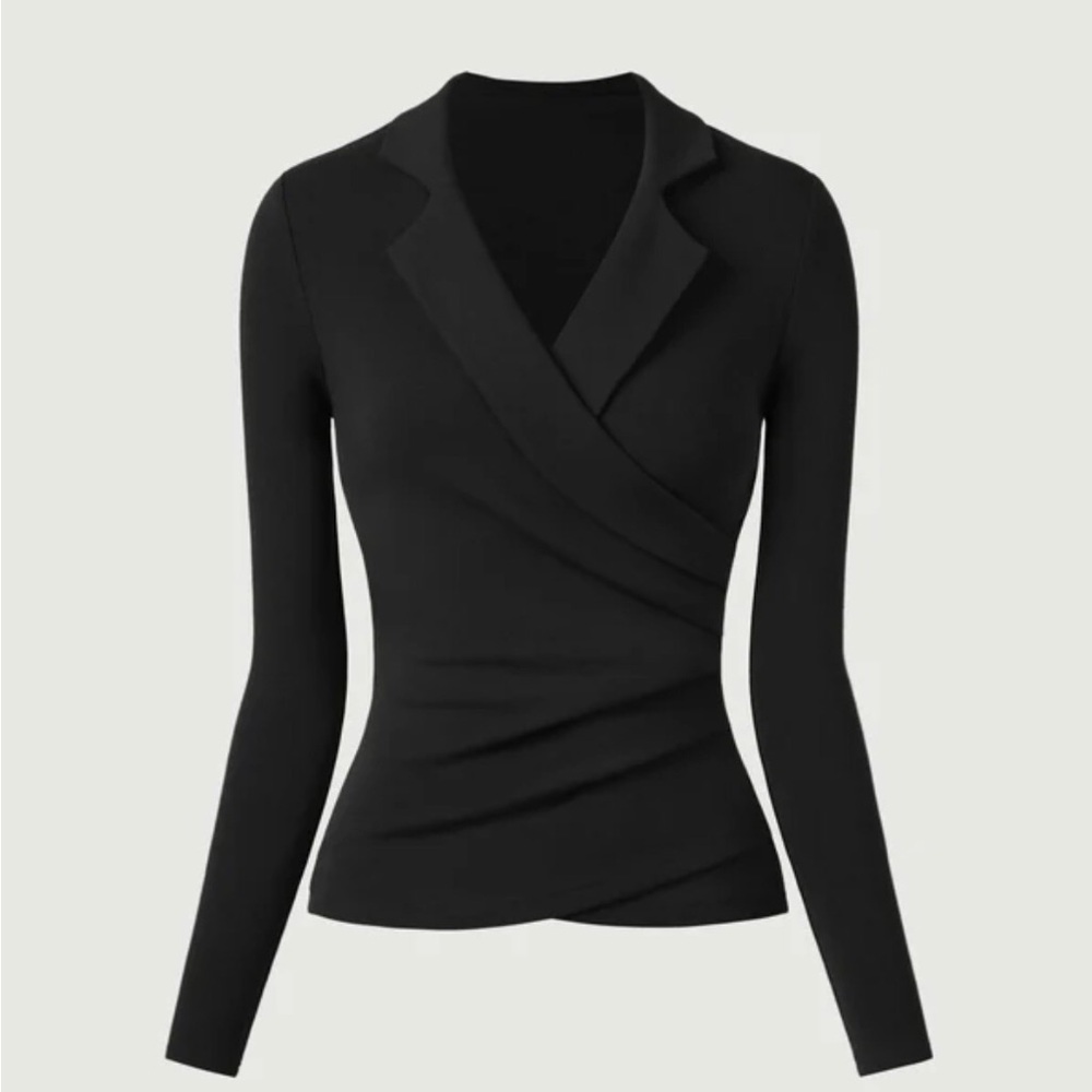 OGL Collared Suplice Long-Sleeve Wrap Top - NWT